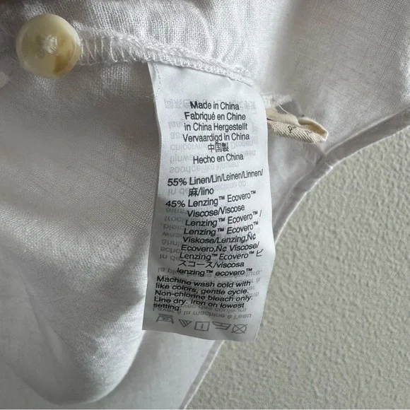 Madewell Linen-Blend Hilltop Shirt Eyelet White Short Sleeve Button Down Coastal - Picture 10 of 12